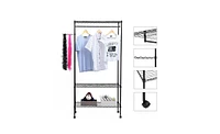 Slickblue 3-Tier Closet Organizer Metal Garment Rack Portable Clothes Hanger Home Shelf