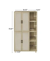 Slickblue 4 Door Cabinet with Shelves Adjustable Inner Shelves, Storage