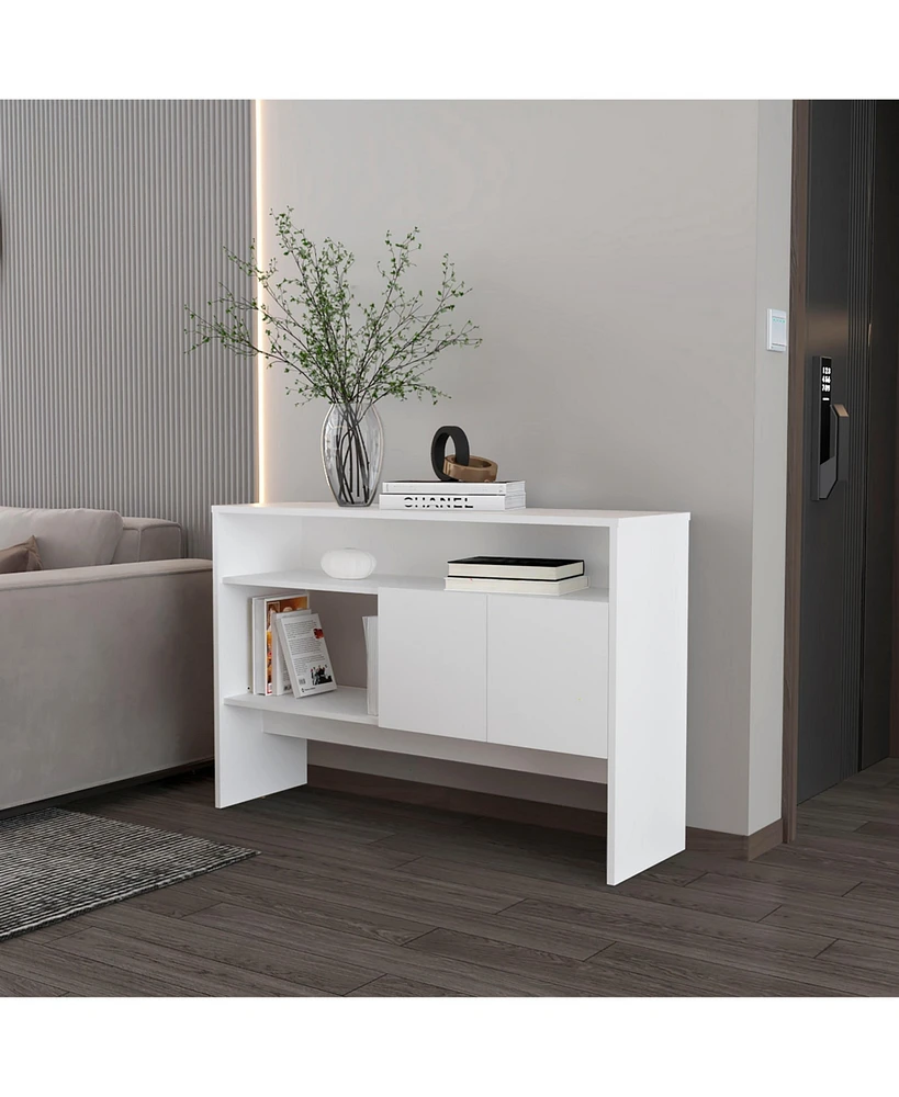 Fm Furniture Bylas Console Table in Melamine With Two Doors y Open Storage
