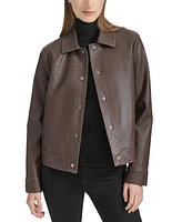 Andrew Marc Sport Women's Faux-Leather Trucker Jacket