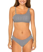 Raisins Juniors Striped Asymmetric Bikini Top Luna Bottoms