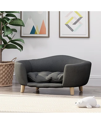 Mid-Century Modern Dog Bed with Tufted Cushion