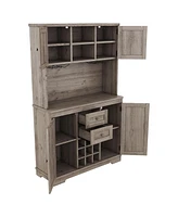 Coffee Bar Cabinet Kitchen Cabinet with Storage, Farmhouse Wine Cabinet with Drawers shelves and cabinets, Buffet Cabinet Wine & Glass Racks for Dinin
