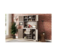 Coffee Bar Cabinet Kitchen Cabinet with Storage, Farmhouse Wine Cabinet with Drawers shelves and cabinets, Buffet Cabinet Wine & Glass Racks for Dinin