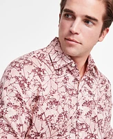 Club Room Men's Lisbon Long Sleeve Button-Front Printed Linen Shirt, Exclusively at Macy's