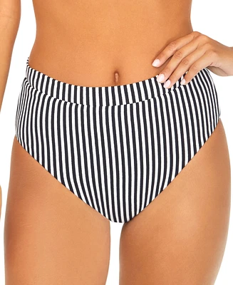 Raisins Juniors' High-Waisted Striped Bikini Bottoms