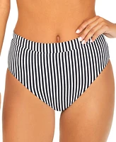 Raisins Juniors' High-Waisted Striped Bikini Bottoms