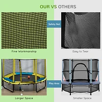 4.6' Kids Trampoline with Basketball Hoop, Horizontal Bar, 55" Indoor Trampoline with Net, Small Springfree Trampoline Gifts for Kids Toys, Ages