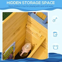 Wooden Kids Pirate Sandbox, Outdoor Sandboat with Bench Seats, Storage, Non-Woven Fabric Cloth for Backyard, Lawn