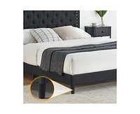 gaomon Queen Size Bed Frame with Button Tufted Headboard, Mattress Foundation, Easy Assembly