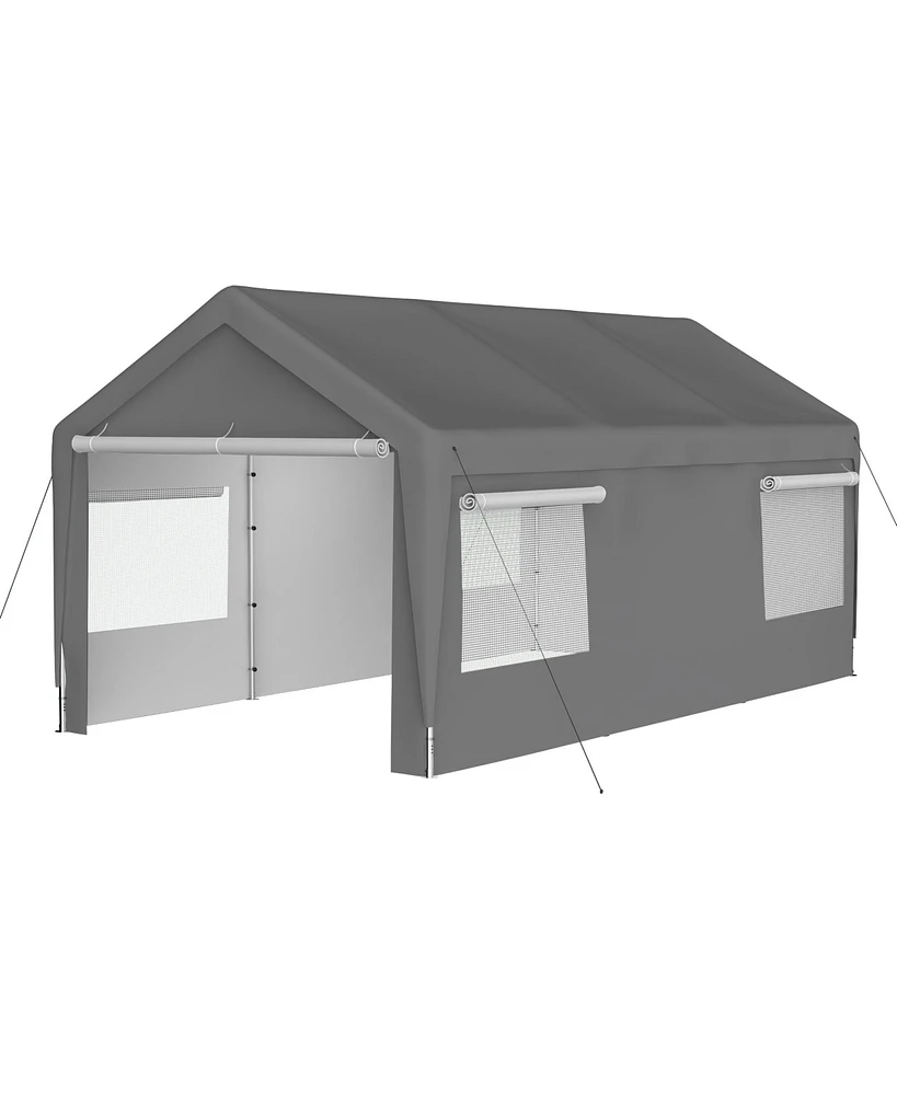 Slickblue Heavy-Duty Steel Canopy Tent with Roll-Up Ventilated Windows for Durable Outdoor Shelter