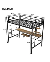 Slickblue Space-Saving Loft Bed with Desk and Shelf for Maximizing Bedroom or Dorm Room Storage