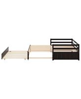 Slickblue Twin or Double Twin Daybed with Trundle,Espresso