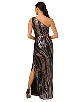 Adrianna Papell Women's Sequined One-Shoulder Gown