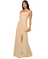 Adrianna Papell Petite Sequin-Boucle Square-Neck Gown