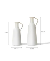 LuxenHome 2-Pc White Iron Metal Pitcher Vase Set