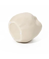 LuxenHome Ivory White Ceramic Modern Round Vase