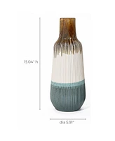 LuxenHome Earth Tones Ombre Stoneware Vase