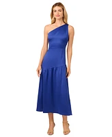 Adrianna Papell Women's Satin Tea-Length One-Shoulder Dress