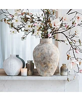 LuxenHome Marble White 15 Inch Tall Stoneware Table Vase