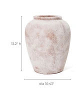 LuxenHome Marble Brown and White -Inch Tall Terracotta Vase