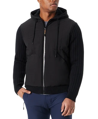 Bass Outdoor Men's Mixed Media Zip-Front Hooded Sweater Jacket