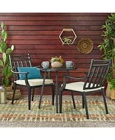 Slickblue 3-Piece Metal Bistro Set for Outdoor Dining – Stylish Table and Chairs for Patio, Garden, or Balcony