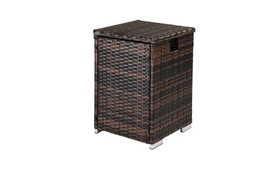 Slickblue Iron Frame Gas Bottle Storage Rattan Side Table - Brown Gradient