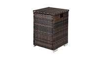 Slickblue Iron Frame Gas Bottle Storage Rattan Side Table - Brown Gradient