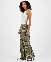 Madden Girl Juniors' Camouflage Wide-Leg Cargo Jeans