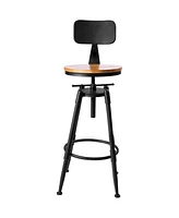 Sugift Set of 4 Height Adjustable Barstool Steel Frame Kitchen Stool