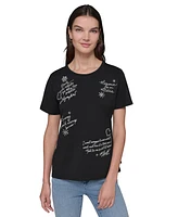 Karl Lagerfeld Paris Women's Embellished Metallic-Script T-Shirt