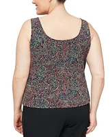 Alex Evenings Plus 3/4-Sleeve Jacquard Jacket & Tank Top Set