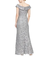 Alex Evenings Petite Sequin Off-The-Shoulder Gown