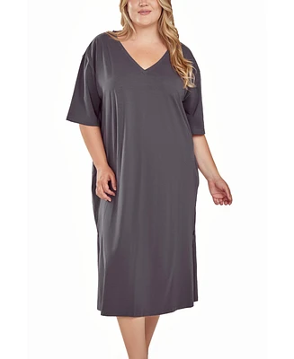 iCollection Plus Soft Knit Short Sleeve Nightgown Dress