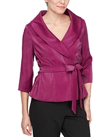 Alex Evenings Women's Side-Tie Draped-Collar 3/4-Sleeve Jacket