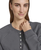Andrew Marc Sport Women's Embellished Fleece Crewneck Sweatshirt