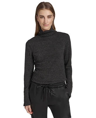 Andrew Marc Sport Women's Metallic Ribbed Turtleneck Top