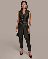 Donna Karan New York Women's Faux-Leather Belted Vest