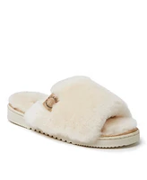 Fireside by Dearfoams Women's Cairns Genuine Shearling Fuzzy Slide Slipper