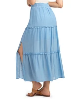 Bcx Juniors' Tiered Maxi Skirt With Smocked Waistband