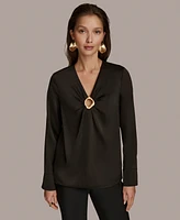 Donna Karan New York Women's Hardware Detail Long-Sleeve Blouse