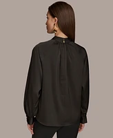 Donna Karan New York Women's High Neck Button-Trim Blouse