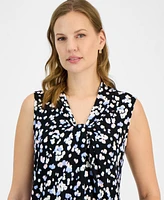 Kasper Women's Sleeveless Printed Knot-Front Blouse, Petite & Regular Sizes