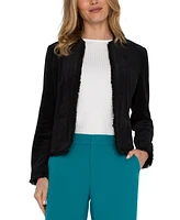 Liverpool Los Angeles Women's Open-Front Fringe-Trim Jacket