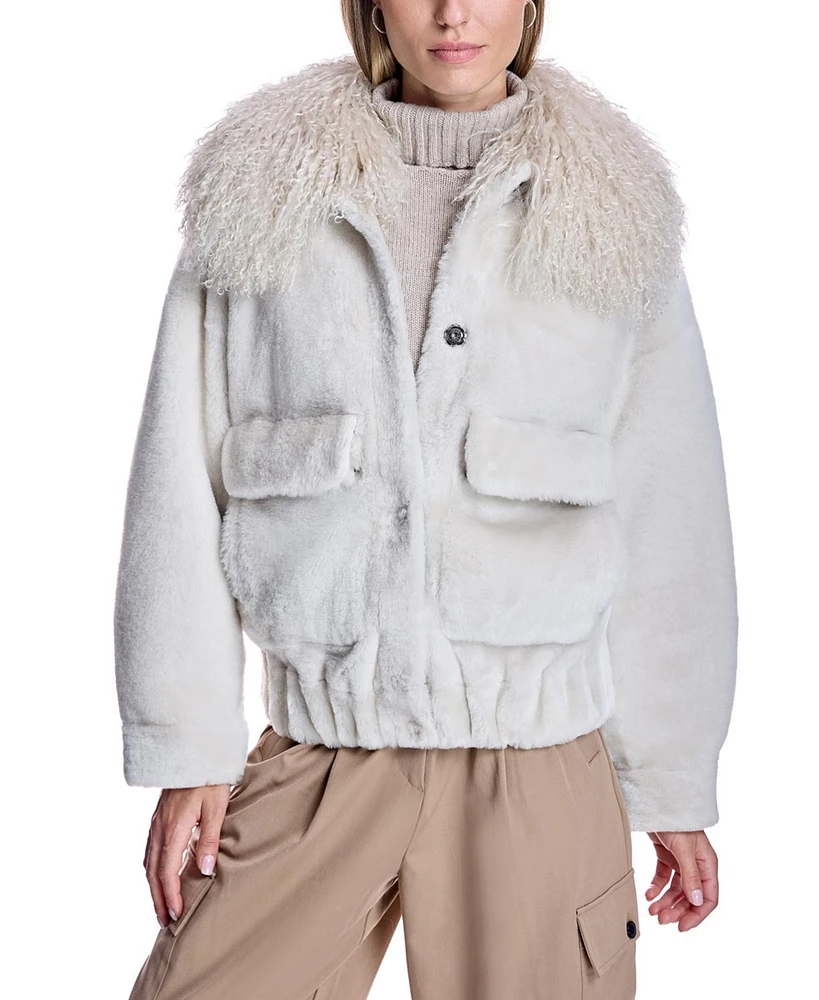 Julia & Stella by Maximilian Women's Oversized Shearling Jacket