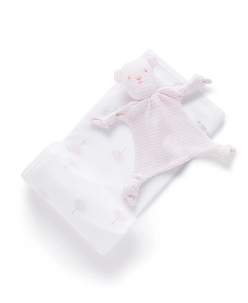 Purebaby Baby Girl Bunny Swaddle & Snookie Pack