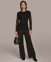 Donna Karan New York Women's Sheer-Sleeve Sweater