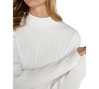 Liverpool Los Angeles Women's Mock-Neck Cable-Knit Sweater