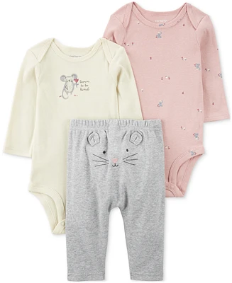 Carter's Baby Girls Mouse Bodysuits & Pants, 3 Pc. Set